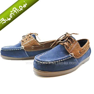 C043 รองเท้า boat shoes ANTI-SKID สีน้ำเงิน-น้ำตาล